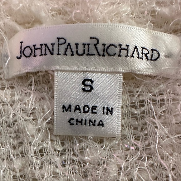 John Paul Richards size small fuzzy metallic cream color sweater - Picture 6 of 9